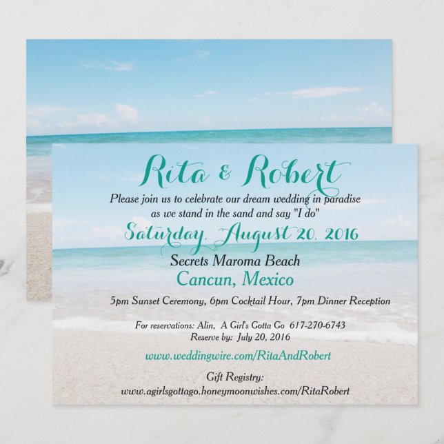 Einladung zur Hochzeit am Strand - Ocean I Art on  (Vorne/Hinten)