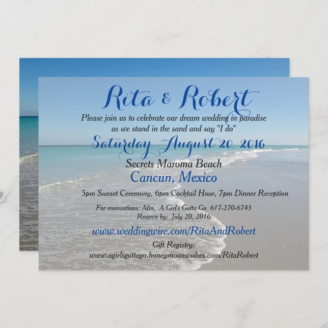 Einladung zur Hochzeit am Strand - Ocean II Art on (Vorne/Hinten)