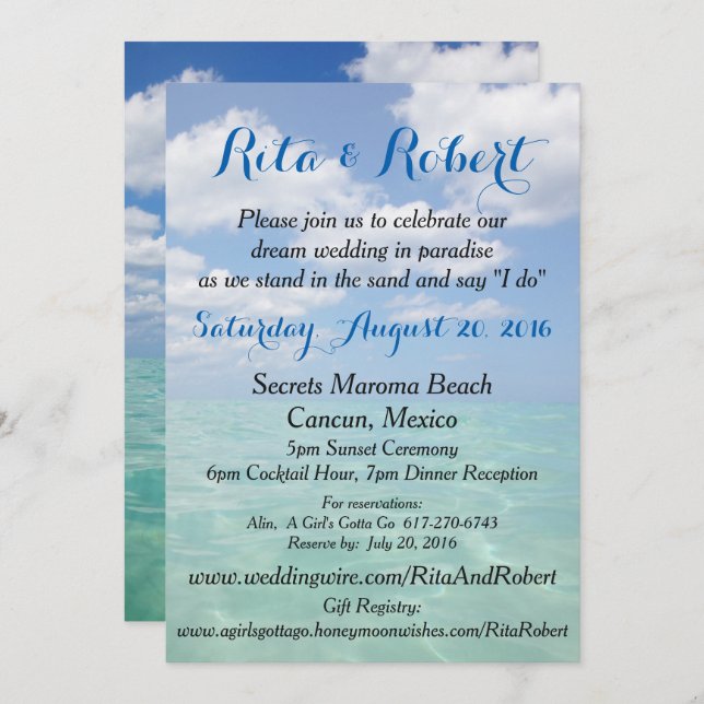 Einladung zur Hochzeit am Strand - Ocean III Art o (Vorne/Hinten)