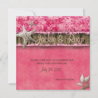 Einladung zur Hochzeit am Strand Seashell Pink Woo