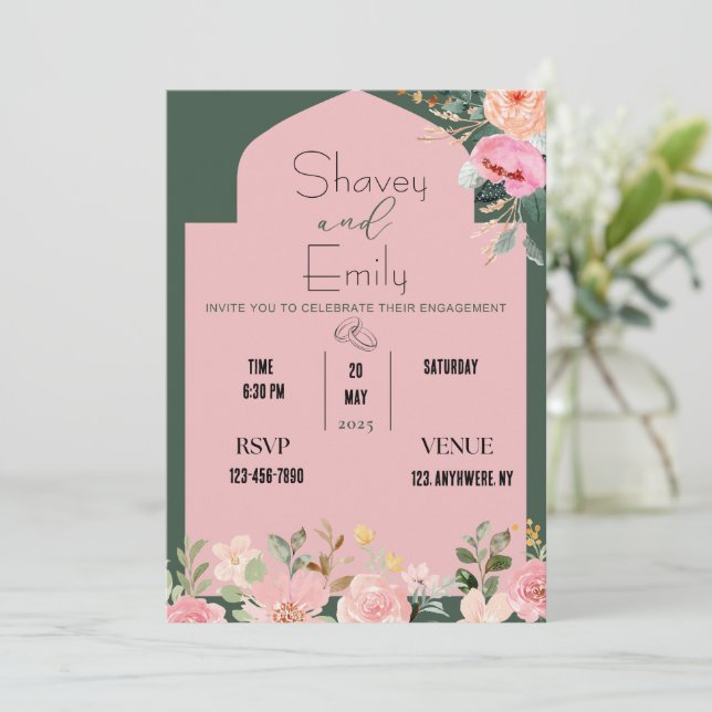 Einladung zur Hochzeit, Ankündigung der Verlobung (Stehend Vorderseite)