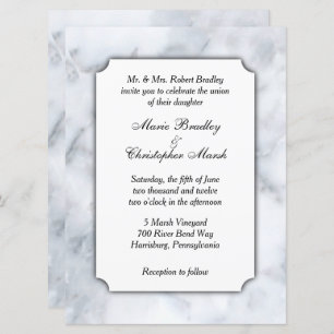 Einladung zur Hochzeit aus weißem Marmor