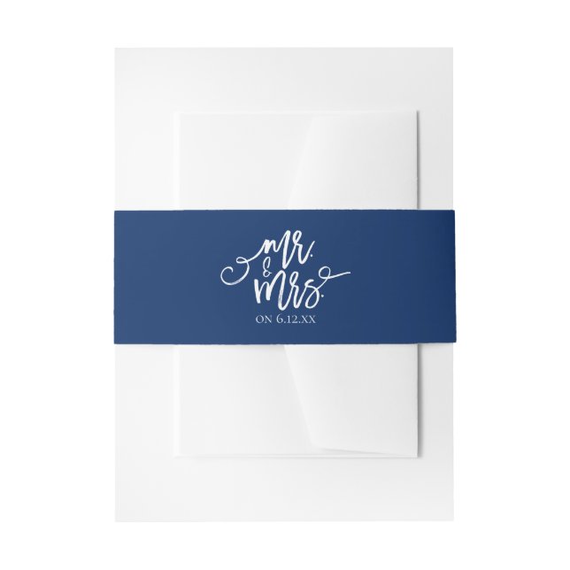 Einladung zur Hochzeit / Bauchband | Navy Blue Einladungsbanderole (Vorderseite Beispiel)