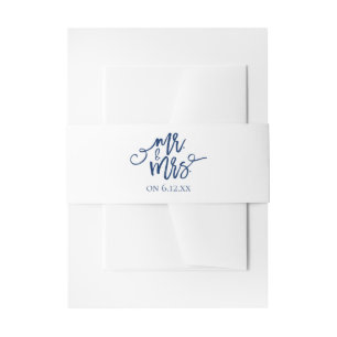 Einladung zur Hochzeit / Bauchband   Navy Blue Einladungsbanderole