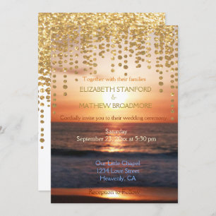 Einladung zur Hochzeit Beach Sunset Glitzer