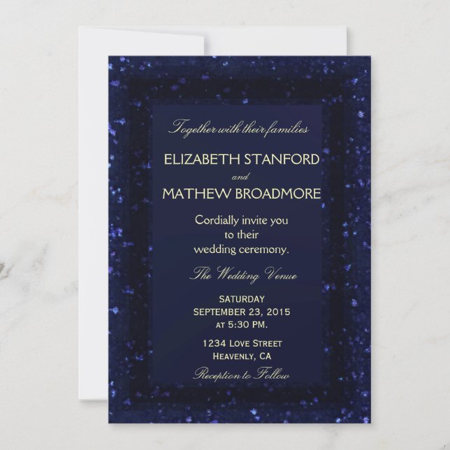 Einladung zur Hochzeit | Blue Starry Night (Vorderseite)