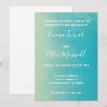 Einladung zur Hochzeit | Blue Watercolor Script