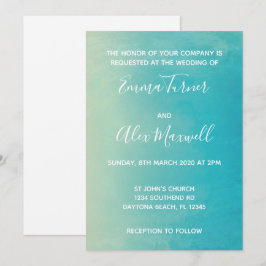Einladung zur Hochzeit | Blue Watercolor Script