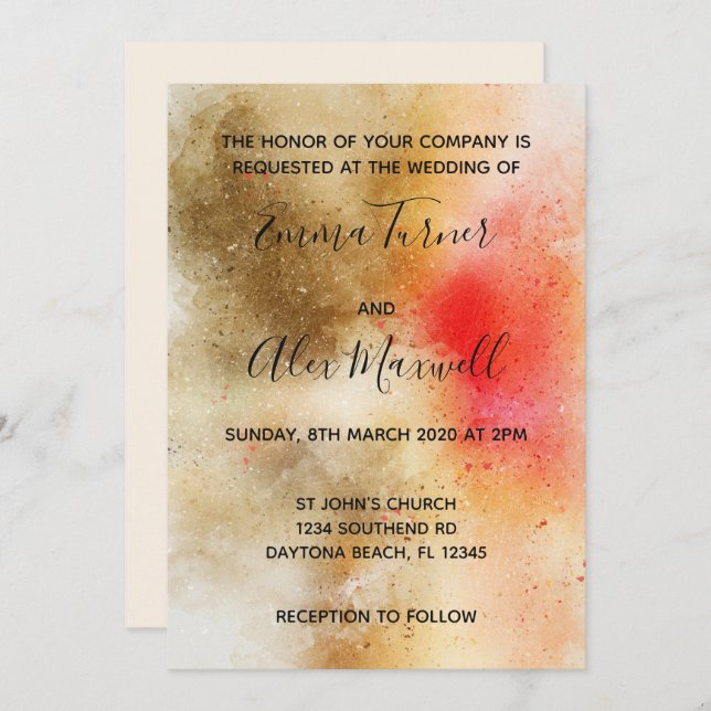 Einladung zur Hochzeit | Bold Watercolor Script (Vorne/Hinten)