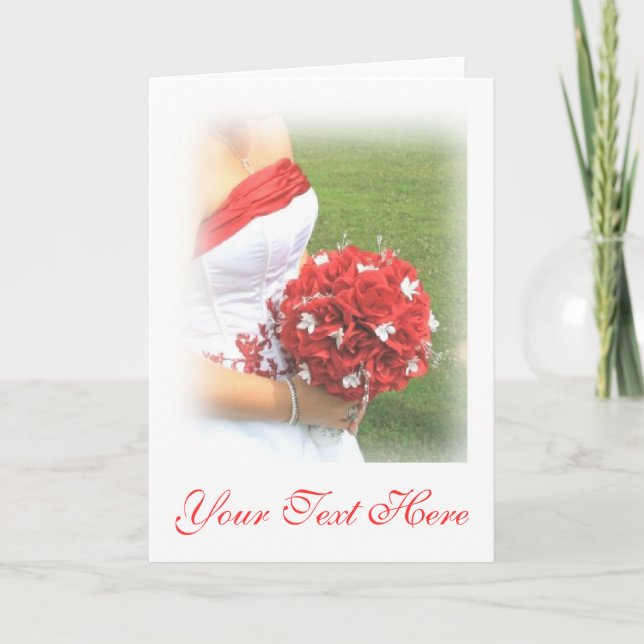 Einladung zur Hochzeit - Braut mit Bouquet (Vorderseite)