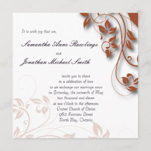 Einladung zur Hochzeit Burnt Orange & White Floral