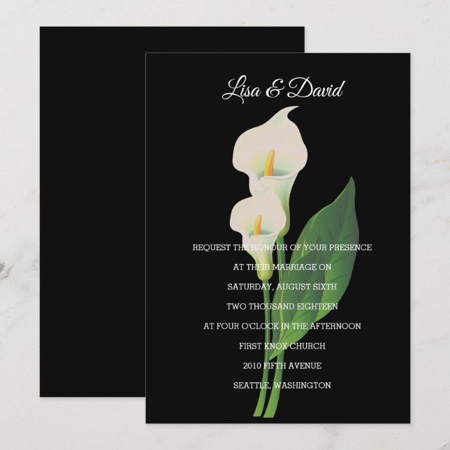 Einladung zur Hochzeit - Cala Lily (Vorne/Hinten)