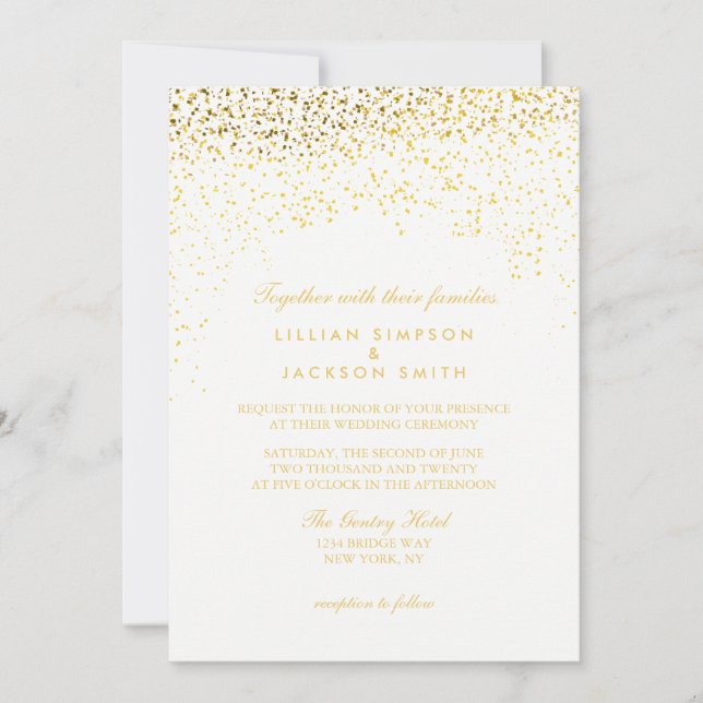 Einladung zur Hochzeit - Confetti - Weiß (Vorderseite)