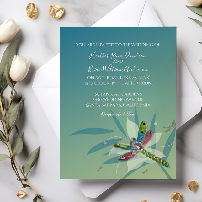 Einladung zur Hochzeit der Drachenfliege (Resting Dragonfly Wedding Invitation)
