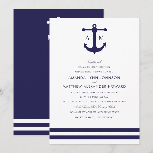 Einladung zur Hochzeit der Nautischen Marine (Vorne/Hinten)