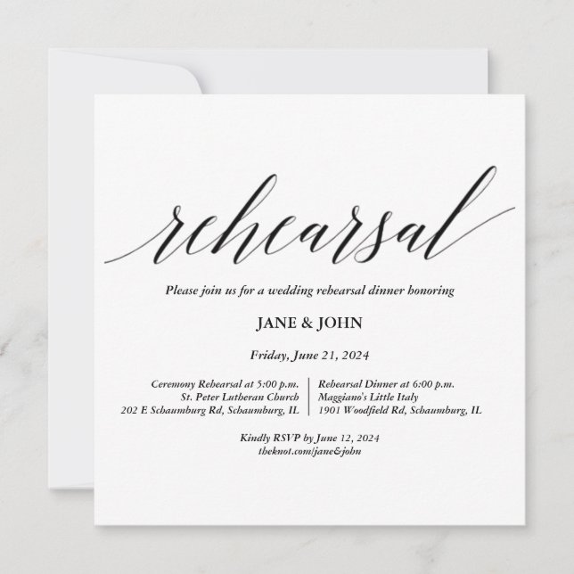 Einladung zur Hochzeit der Probe (Vorderseite)