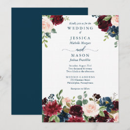 Einladung zur Hochzeit der Rustikal-Burgundy-Marin