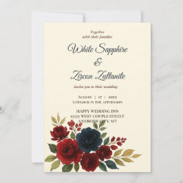 Einladung zur Hochzeit der Rustikal-Burgundy-Marin