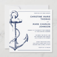 Einladung zur Hochzeit der weißen Nautischen Marin