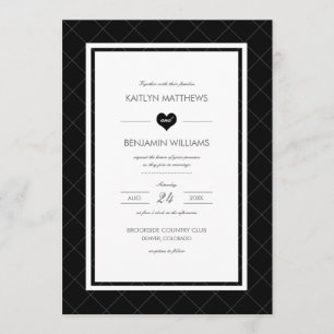 Einladung zur Hochzeit des modernen Herzens - Schw