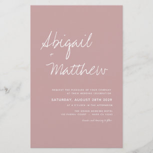 Einladung zur Hochzeit Dusty Pink Einfaches Flyer