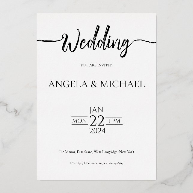 Einladung zur Hochzeit Elegante Kalligraphie (Vorderseite)