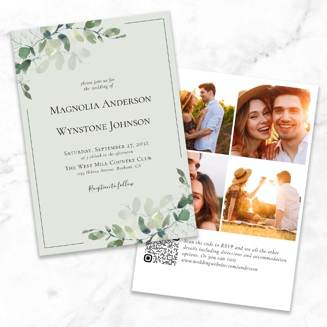 Einladung zur Hochzeit | Eucalyptus QR Code Foto (Von Creator hochgeladen)