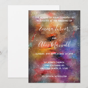 Einladung zur Hochzeit Galaxy Watercolor-Skript