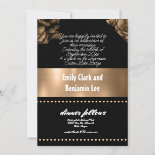 Einladung zur Hochzeit Gold Farbe Blumen