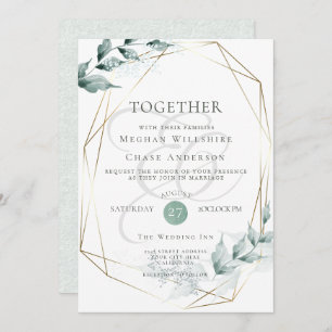 Einladung zur Hochzeit   Grayed Jade Green Botanic