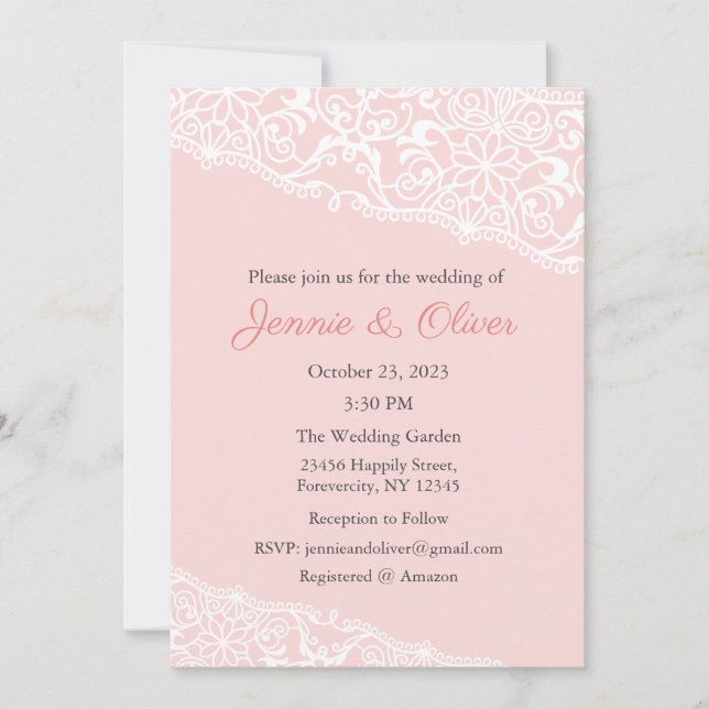 Einladung zur Hochzeit, Hochzeitstag, Braut (Vorderseite)