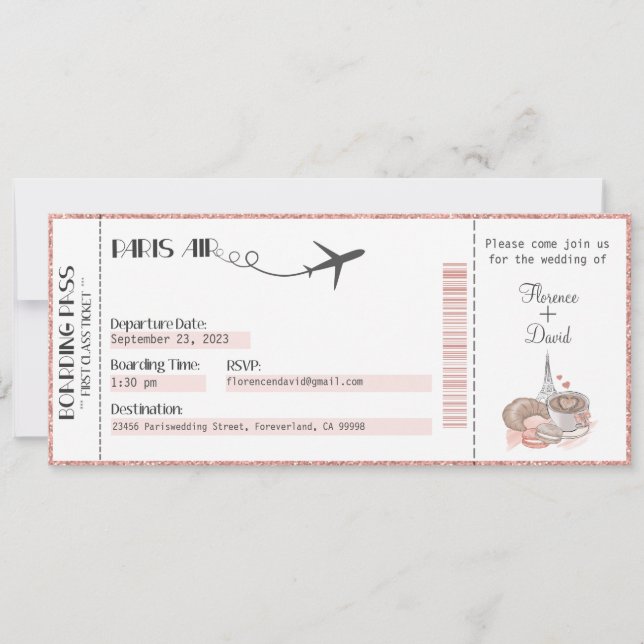 Einladung zur Hochzeit, Hochzeitstag, Paris (Vorderseite)