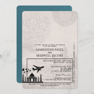 Einladung zur Hochzeit im aquamarinen Indien