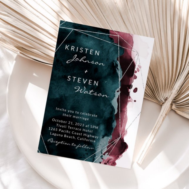 Einladung zur Hochzeit im aquamarinen und Burgund- (Von Creator hochgeladen)