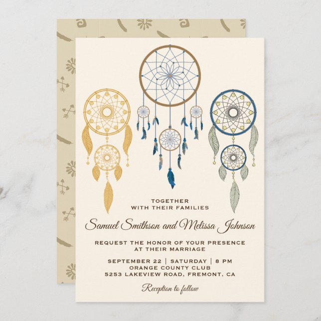 Einladung zur Hochzeit im Bohemischen Dream Catche (Vorne/Hinten)