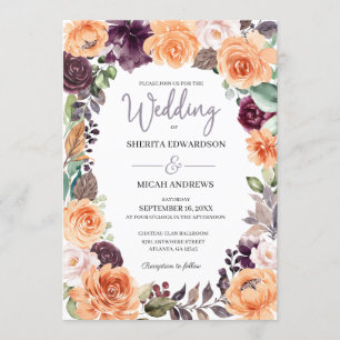 Einladung zur Hochzeit im Herbst der lila Pfirsich