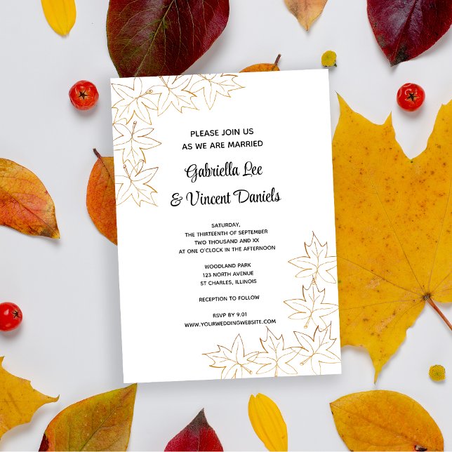 Einladung zur Hochzeit im Herbst von Ahornblättern (Fall in love with this autumn leaves wedding invitation.)