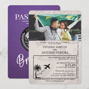 Einladung zur Hochzeit im lila Brasilien-Pass