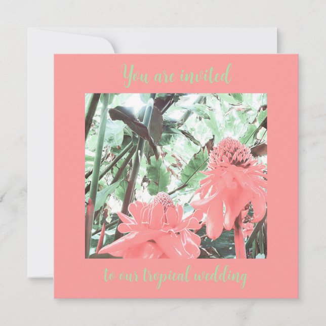 Einladung zur Hochzeit im tropischen Pfirsichgarte (Vorderseite)