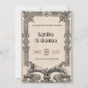 Einladung zur Hochzeit in altbeige Papier