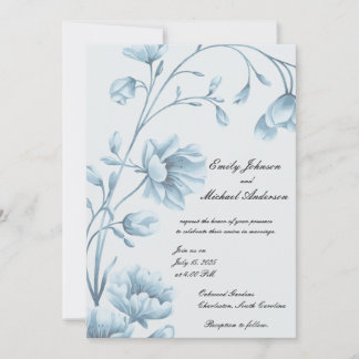 Einladung zur Hochzeit in Blauer Flora