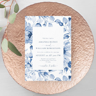 Einladung zur Hochzeit in Blauer Flora