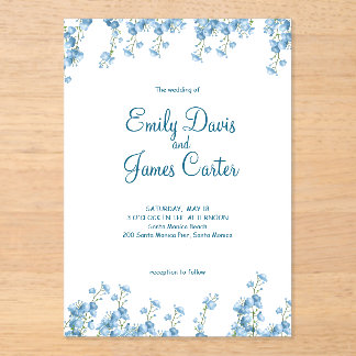 Einladung zur Hochzeit in Blauer Flora