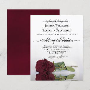 Einladung zur Hochzeit in Burgund Rose