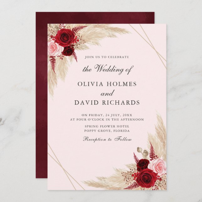 Einladung zur Hochzeit in Burgund und Pampas (Vorne/Hinten)