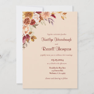 Einladung zur Hochzeit in Burgund und Rosa Fall