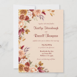 Einladung zur Hochzeit in Burgund und Rosa Fall