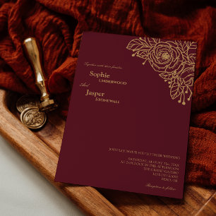 Einladung zur Hochzeit in Burgundy Gold Floral