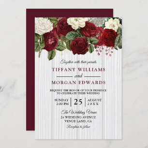 Einladung zur Hochzeit in Burgundy Marsala Red Whi