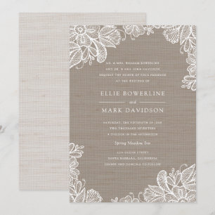 Einladung zur Hochzeit in Burlap und Lace